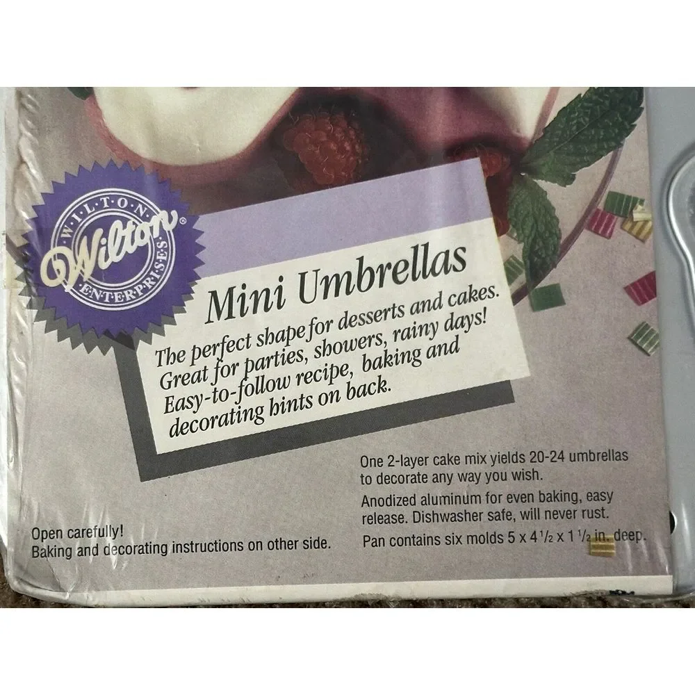 NIB Wilton Cake Baking Pan Mini Umbrella Wedding Baby Shower Rainy Day 2105-3256